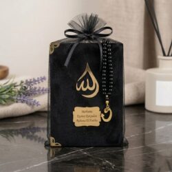 128 Sayfa Siyah Renk Yasin Kitabı + Tül Kese + Tesbih