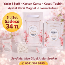 Alternative view of Zerafet Model Renkli Yasin Kitabı, Lokum Kutusu, Magnet, Karton Çanta ve Tesbih - Mevlüt Hediyelikleri