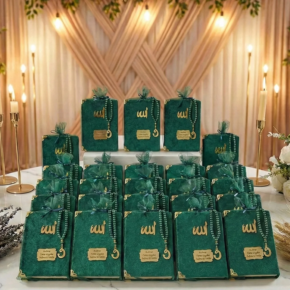 Tül Kese İçerisinde İnci Tesbihli Renkli Kadife Yasin Kitabı Seti - Mevlüt Hediyelikleri - Görsel 3