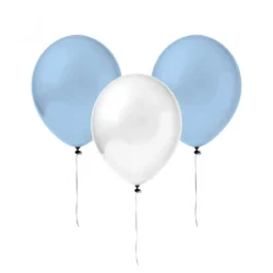 6 Adet Mavi Balon 4 Adet Metalik Balon