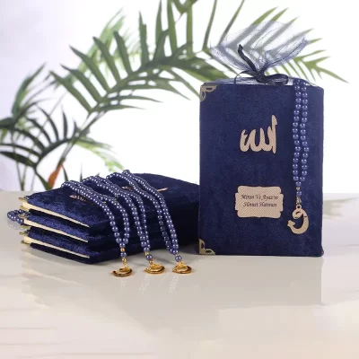 Tül Keseli Kadife Yasin Akrilik Tesbih Seti